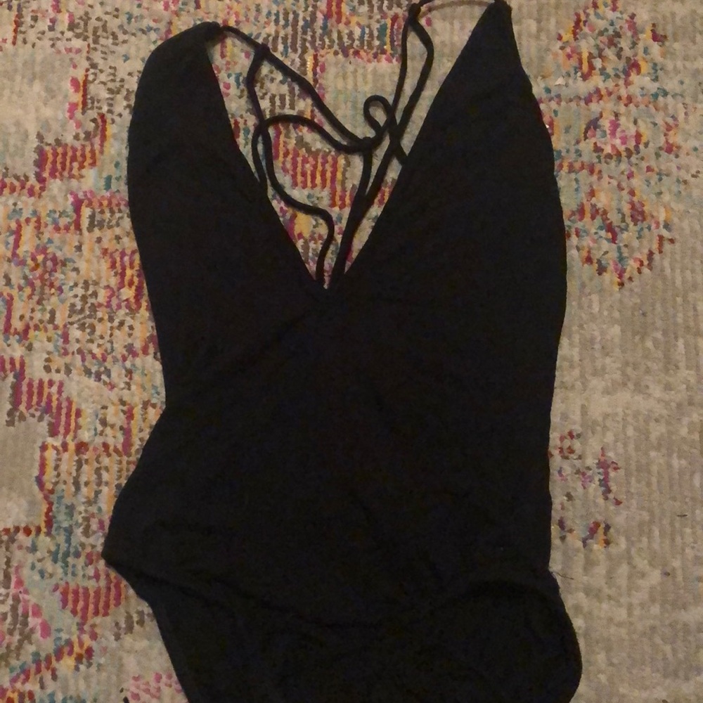 Backless plunging v neck body suit